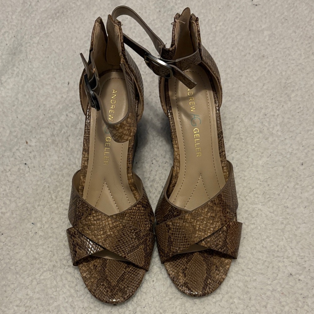 Andrew Geller Tan Snakeskin Women's Sandals